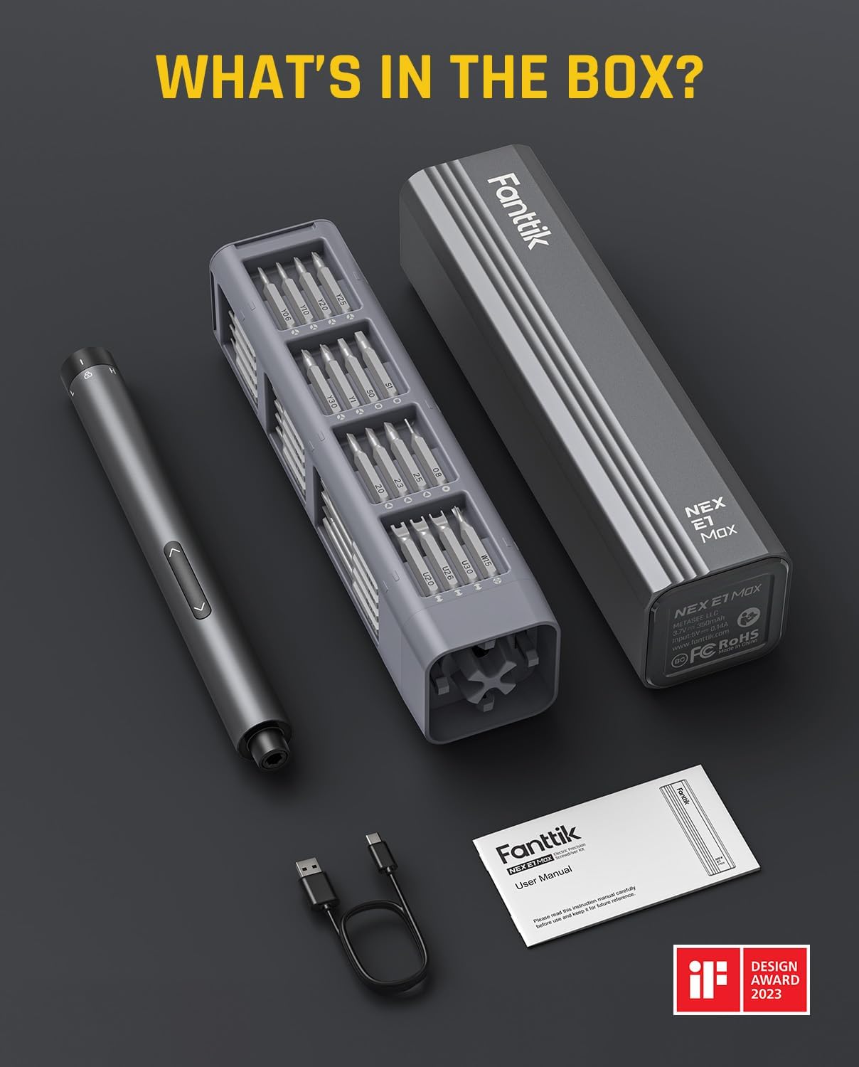 Fanttik™ NEX E1 Max – Precision Electric Screwdriver Set (50-in-1)